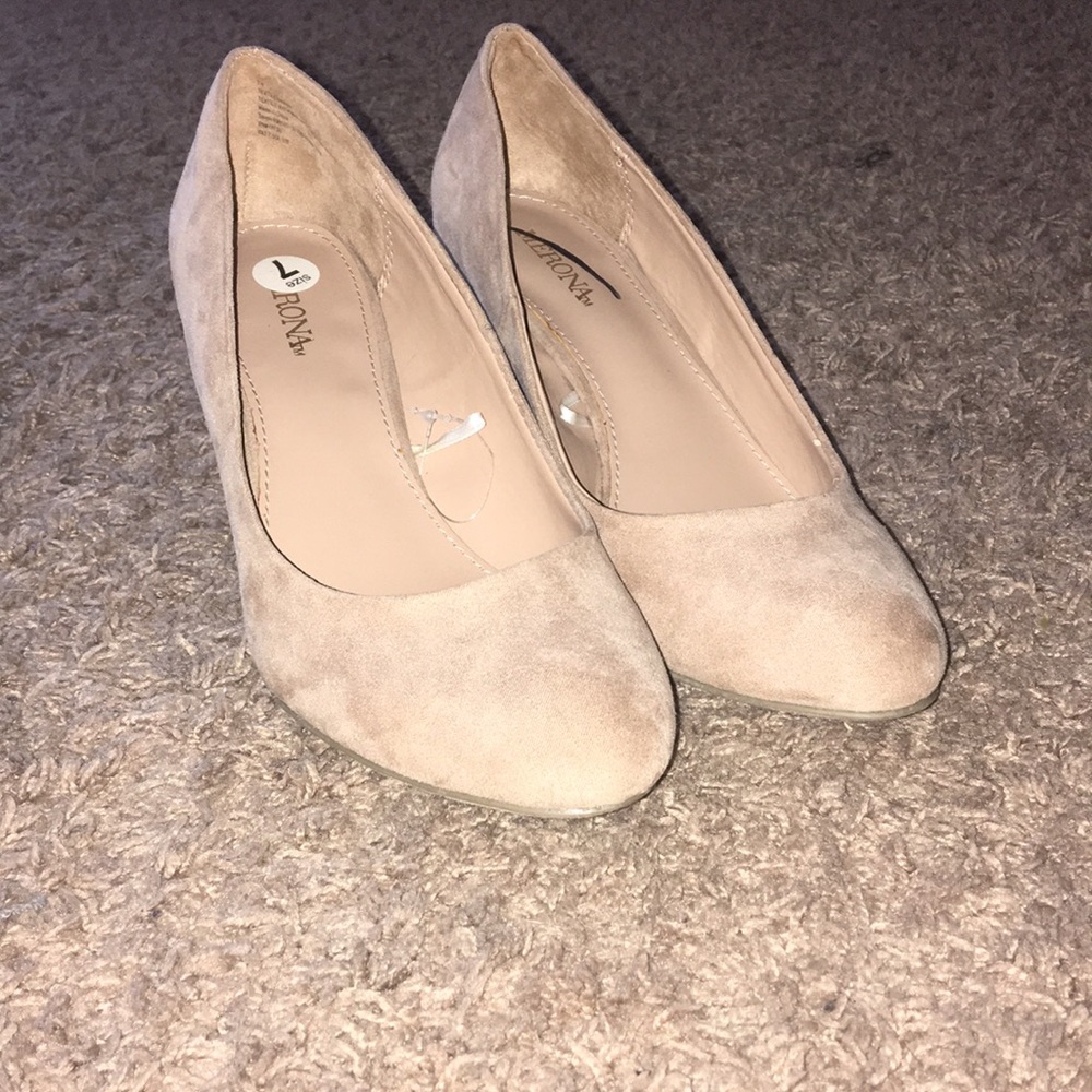 Nude wedge heels!